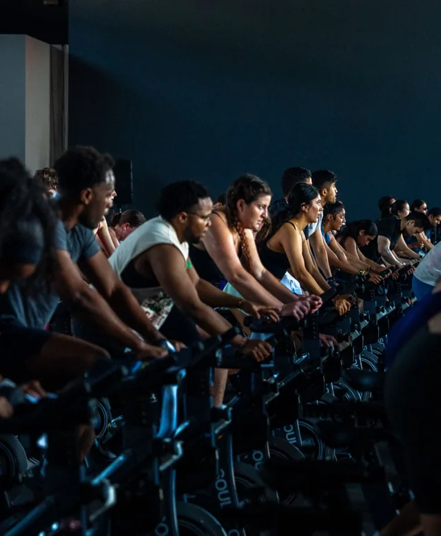 A studio class mid-ride
